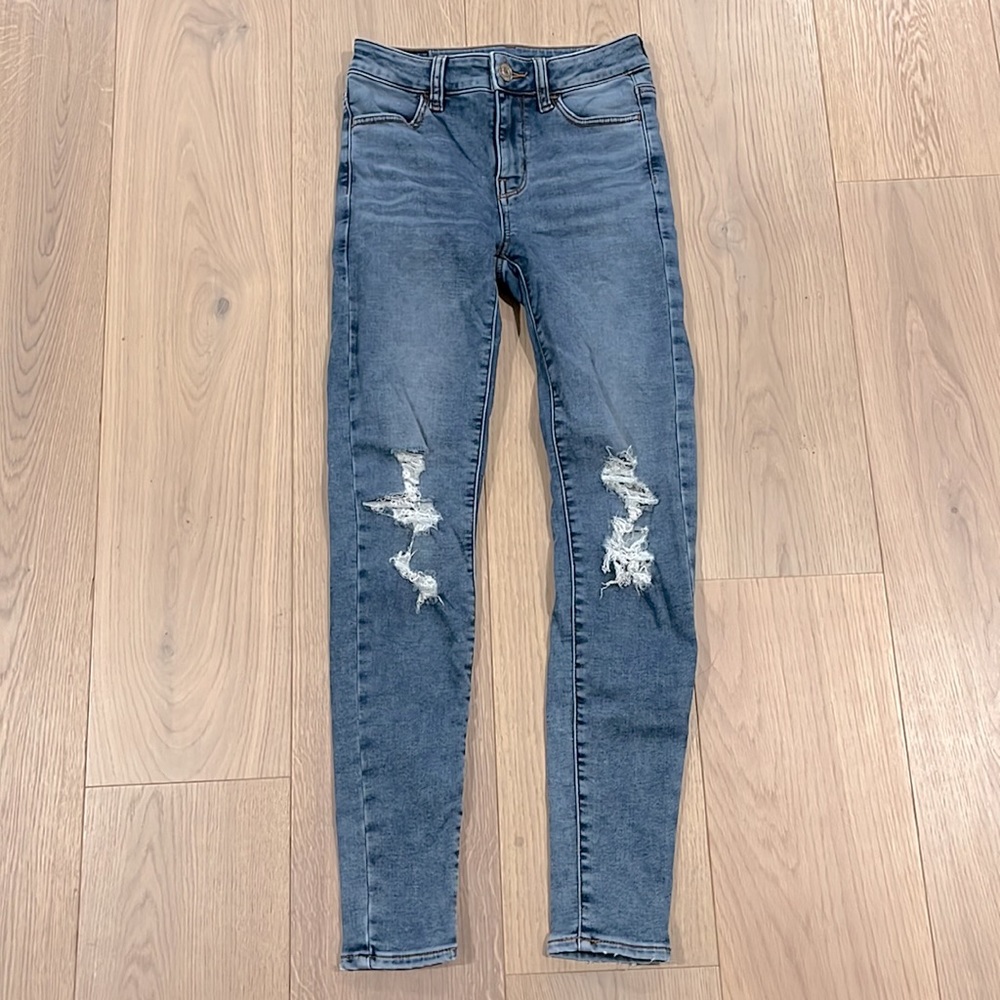 American Eagle Outfitters NE(X)T Level Stretch Ripped Skinny Jeans Size 0